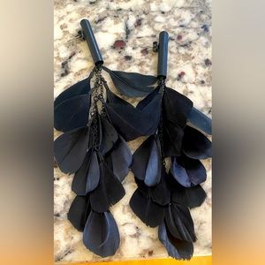Black feather earrings